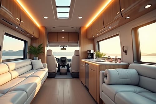 interior of a luxury RV showcasing the idea of Luxury RV Accessories